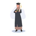 education, graduation and people concept. Confident Muslim woman Graduate in Cap and Gown