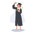 education, graduation and people concept. Young Woman Graduate Taking Selfie. Happy Graduate Captures Selfie Moment Royalty Free Stock Photo