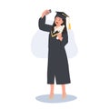 education, graduation and people concept. Young Woman Graduate Taking Selfie. Happy Graduate Captures Selfie Moment Royalty Free Stock Photo