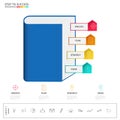 Education and graduation step to success infographics. Paper book infographics template with icons and elements