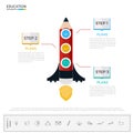 Education and graduation step to success infographics. Pencil rocket business startup infographics tempate with icons and elements Royalty Free Stock Photo