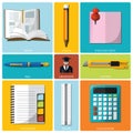 Education And Graduation Tools Flat Icon Set