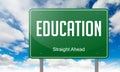 Education on Green Highway Signpost.