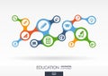 Education. Growth abstract background with connected metaball and integrated icons Royalty Free Stock Photo