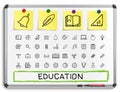 Education hand drawing line icons.