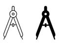 Education icon, drawing compass illustration, outline and silhouette versions Royalty Free Stock Photo