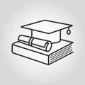 Education icon. Graduation cap, book and diploma symbol. Royalty Free Stock Photo