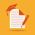 Education icon with graduation cap ,note and pencil Royalty Free Stock Photo