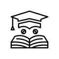 Black line icon for Education, learning and teaching