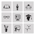 Education icon set. Black sign on gray background Royalty Free Stock Photo