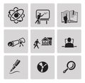 Education icon set. Black sign on gray background Royalty Free Stock Photo