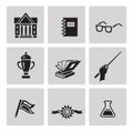 Education icon set. Black sign on gray background Royalty Free Stock Photo