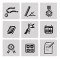 Education icon set. Black sign on gray background Royalty Free Stock Photo