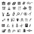 Education icon set. Black sign on gray background Royalty Free Stock Photo