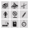 Education icon set. Black sign on gray background Royalty Free Stock Photo