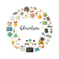 Education icon set in circle in flat style vector Royalty Free Stock Photo