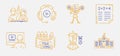 Education Icon Set. Education Icon Vector Collection. Blue Yellow Icons for Education Purpose Royalty Free Stock Photo