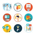 Education icon set Welcome back to school Flat design Royalty Free Stock Photo