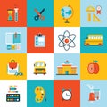 Education icon set Welcome back to school Flat design Royalty Free Stock Photo