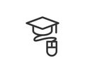 Education icon vector illustartion. College cap or graduate hat symbol. Student degree sign Royalty Free Stock Photo