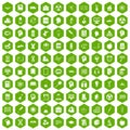 100 education icons hexagon green Royalty Free Stock Photo