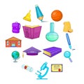 Education icons set, cartoon style Royalty Free Stock Photo