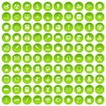 100 education icons set green circle Royalty Free Stock Photo