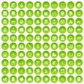 100 education icons set green Royalty Free Stock Photo