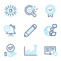 Education icons set. Included icon as Approved checkbox, Certificate, Efficacy signs. Vector
