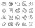 Education icons set. Included icon as Checkbox, Chemistry lab, Investment graph signs. Vector