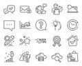Education icons set. Included icon as Cloud server, Time change, Financial diagram signs. Vector