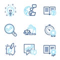 Education icons set. Included icon as Diploma, Best result, Court jury signs. Vector