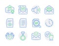 Education icons set. Included icon as Document, Time, Medal signs. Vector