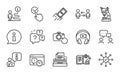 Education icons set. Included icon as Fast payment, People chatting, Recovery photo. Vector