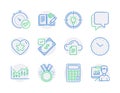 Education icons set. Included icon as Honor, Talk bubble, Time signs. Vector