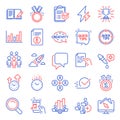 Education icons set. Included icon as Honor, Video conference, Teamwork chart. Vector