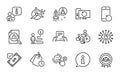 Education icons set. Included icon as Justice scales, Receive file, Recovery phone. Vector