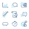 Education icons set. Included icon as Manual doc, Dot plot, Timer signs. Vector