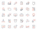 Education icons set. Included icon as Musical note, Verification person and Financial diagram web elements. Vector