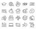 Education icons set. Included icon as Sales diagram, Messenger mail, Notebook signs. Vector