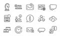 Education icons set. Included icon as Secure mail, Speech bubble, Outsource work. Vector