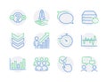 Education icons set. Included icon as Talk bubble, Employee result, Checkbox signs. Vector
