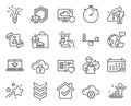 Education icons set. Included icon as Timer, Technical algorithm, Recovery cloud signs. Vector Royalty Free Stock Photo
