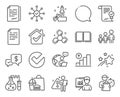 Education icons set. Included icon as Verify, Graph chart, Document signature signs. Vector