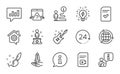 Education icons set. Included icon as Video file, Globe, Electric guitar. Vector