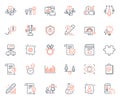 Education icons set. Included icon as Vocabulary, Lgbt and Developers chat web elements. For website app. Vector