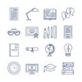 Education icons vector set isolated. Lerning or teaching collection.