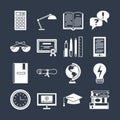 Education icons vector set isolated. Lerning teaching collection