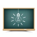 education idea lightbulb lamp on school blackboard