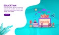 Education illustration concept with character. Template for, banner, presentation, social media, poster, advertising, promotion Royalty Free Stock Photo